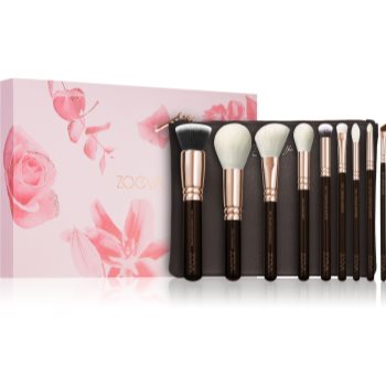ZOEVA The Complete Brush Set Rose Golden Edition set de pensule cu geantă - imagine 2